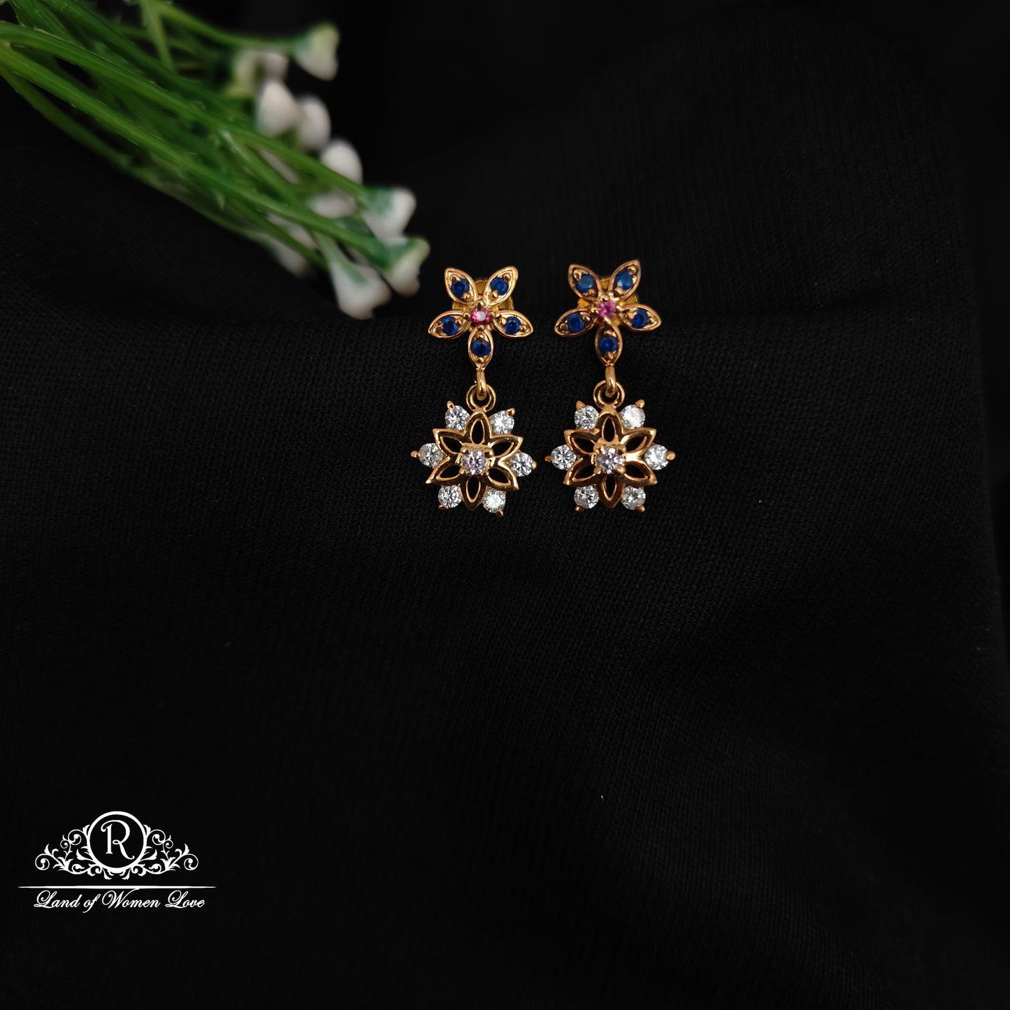 92.5 SILVER STONE EARRINGS-RCHD078