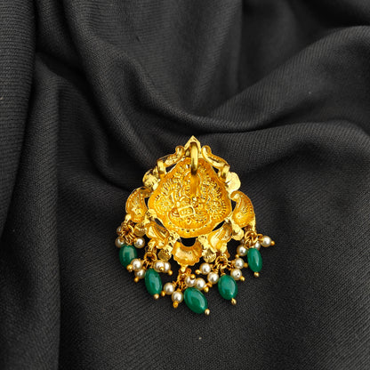 92.5 Silver With Gold Polish Lakshmi Devi Desgin pendant -RCV365