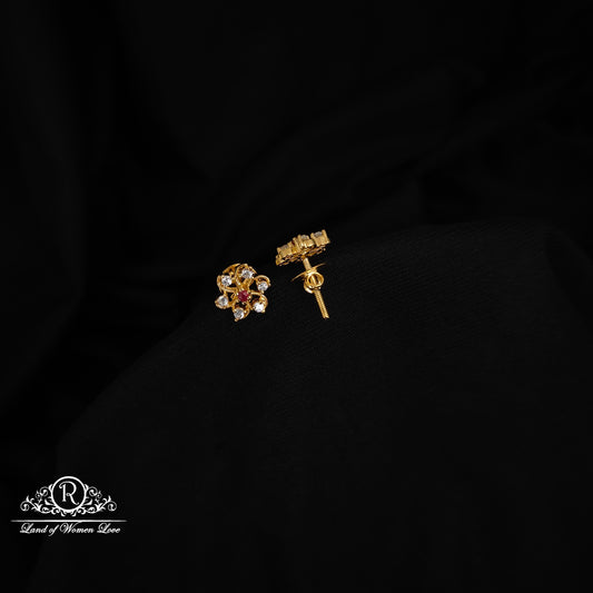 92.5 silver flower desgin white stone earrings-RCBH006