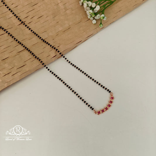 92.5 SILVER ROSE GOLD POLISH BLACK BEADS CHAIN-RCRB37