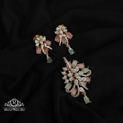 92.5 SILVER FUSHION COLLECTION EARRINGS WITH PENDANT SET-RCM1432