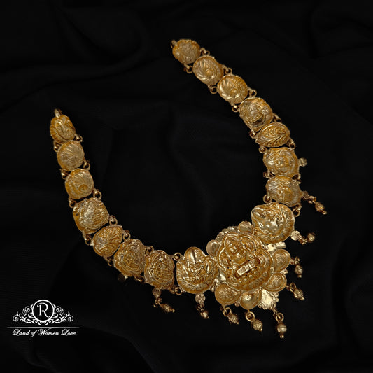 92.5-SILVER LAKSHMI DEVI WITH PEACOCK DESGIN NECKLACE-RCZ965