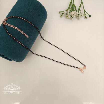 92.5 SILVER ROSE GOLD POLISH BLACK BEADS CHAIN-RCRB42