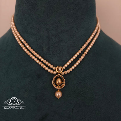92.5 SILVER BEADS CHAIN WITH MOSSINATE LOCKET -RCH1253