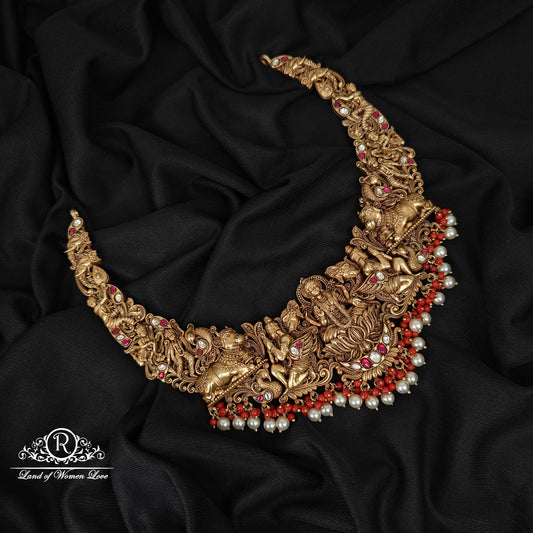 92.5-SILVER 3DDESGIN  LAKSHMI DEVI NECKLACE-RCAZ04