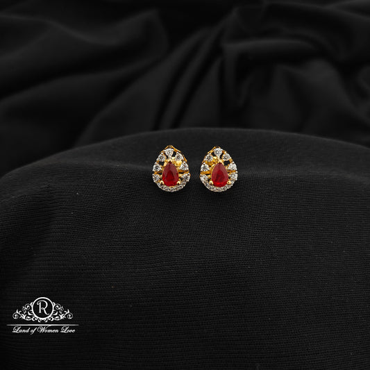 92.5 silver Ruby stone diamond finishing  earrings -RCR214