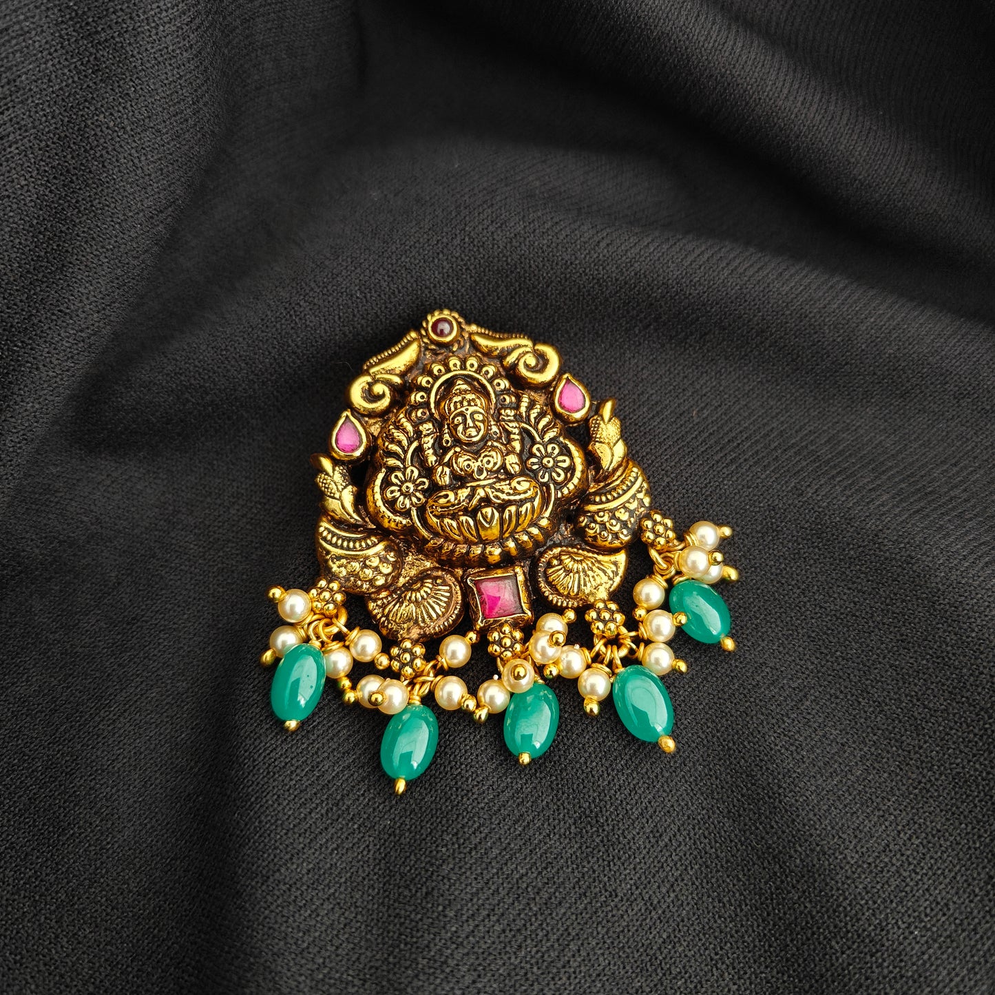 92.5 Silver With Gold Polish Lakshmi Devi Desgin pendant -RCV361