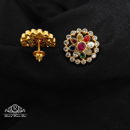 92.5 Silver navaratna earrings -RCM1618
