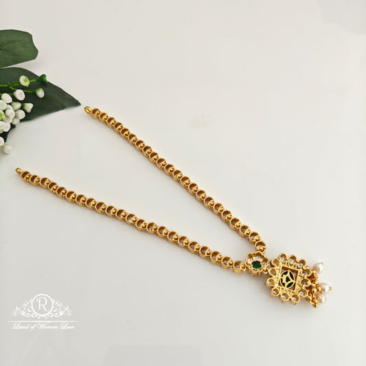 92.5 Silver White and  Green Stone Necklace -RCR125