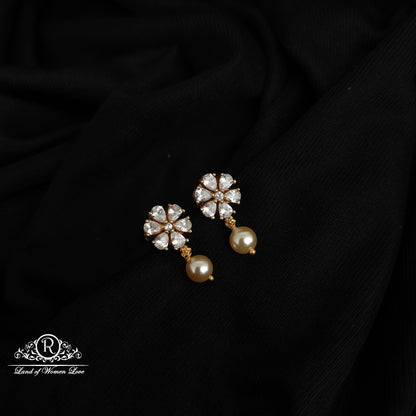 92.5 silver mossinate Earrings with pearl hangings- RCDS323-1