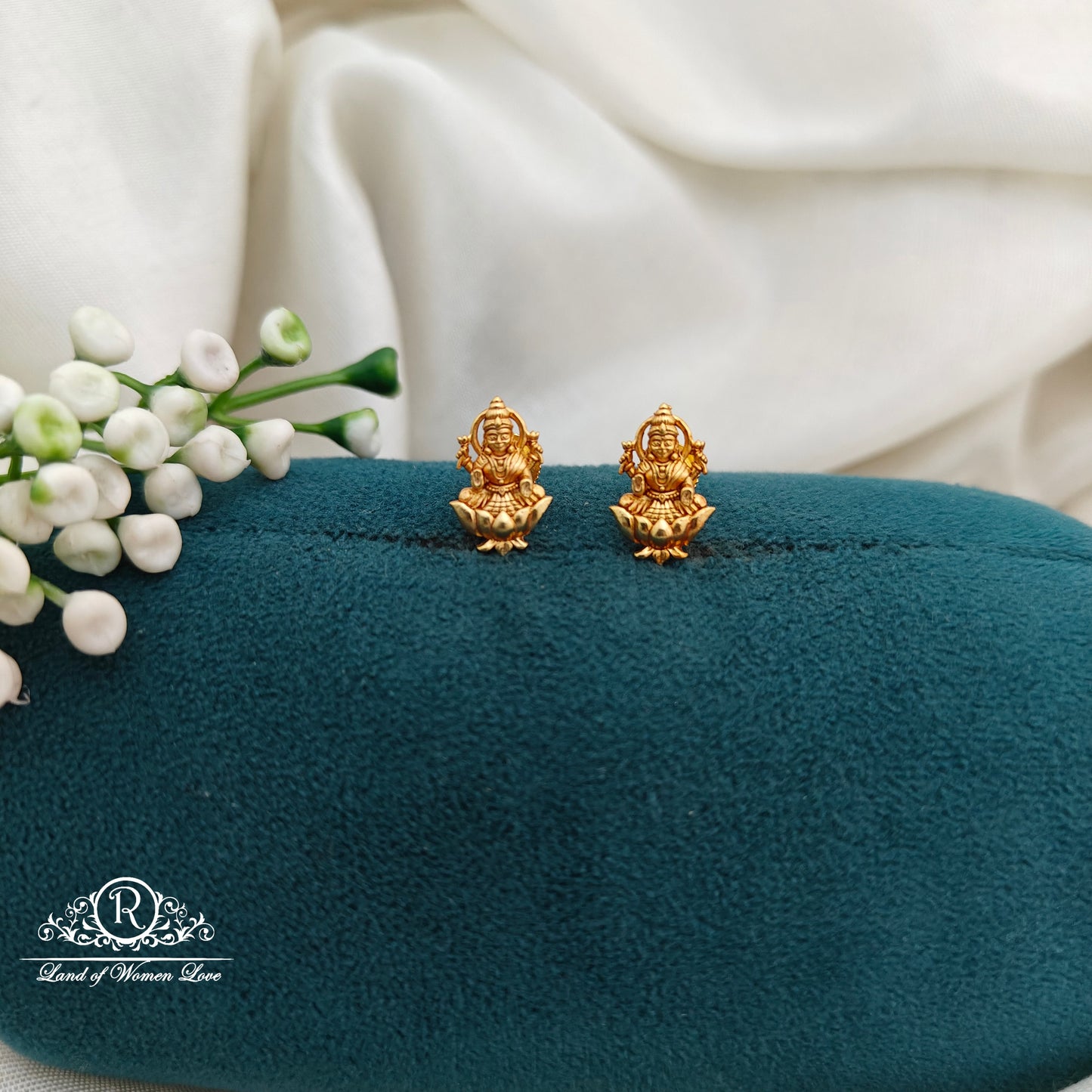 92.5 Silver Small Lakshmi Devi  Earrings-RCR024