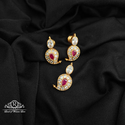 92.5 Silver Mango design pendent with earrings-RCR251
