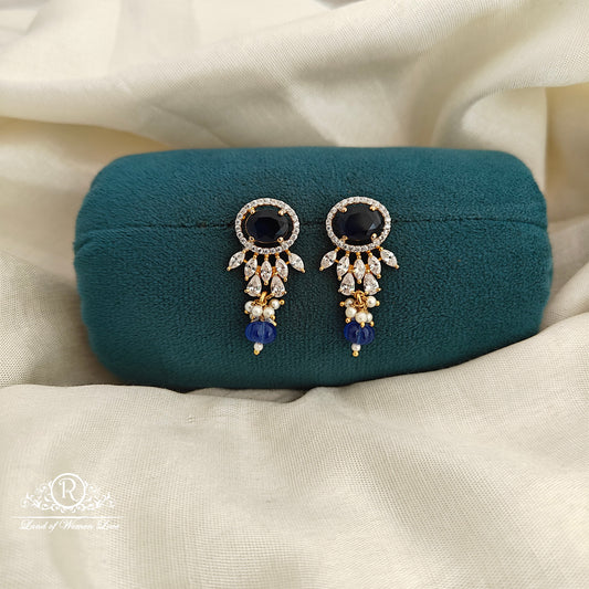 92.5 silver Blue stone diamond finishing  earrings with hanging -RCR216