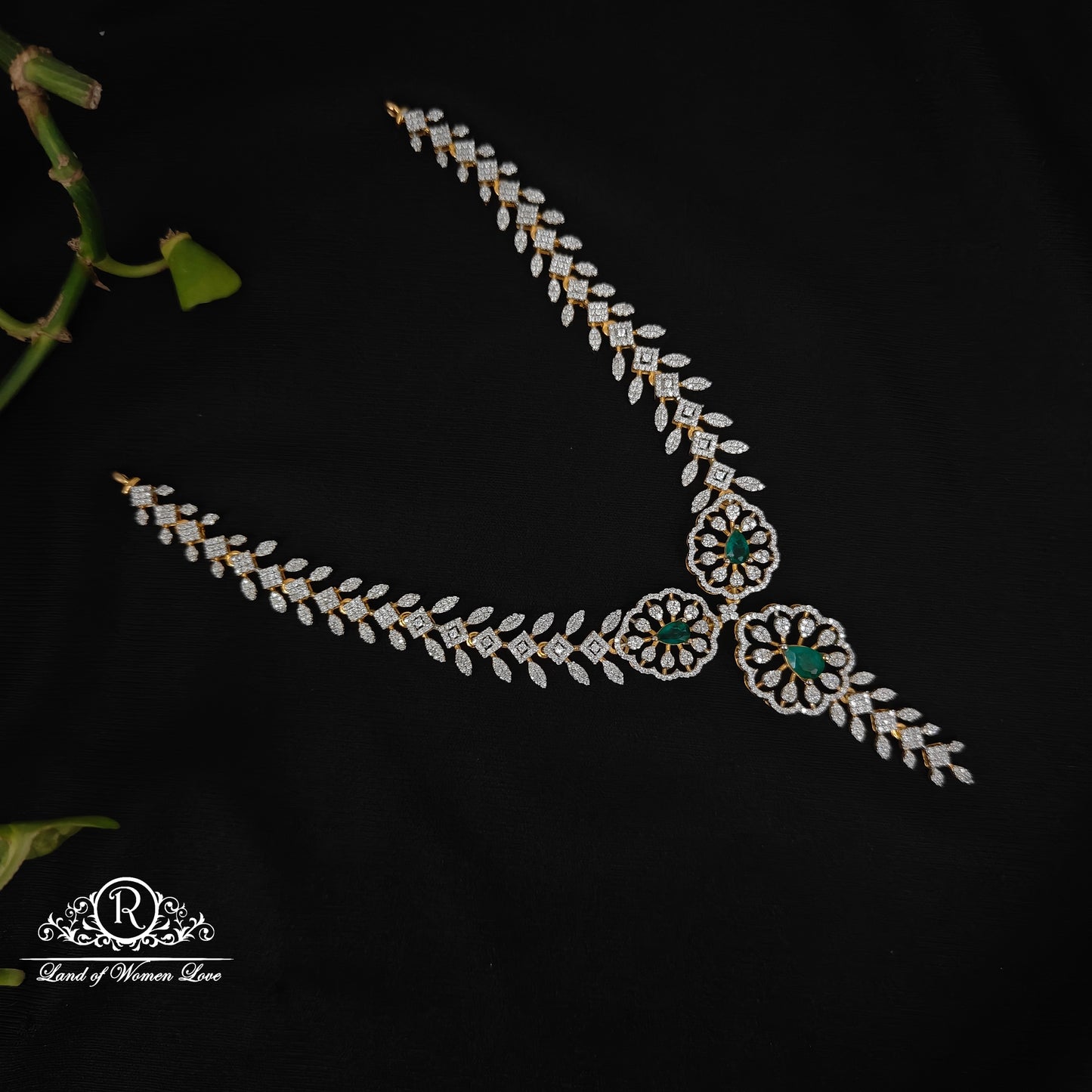 92.5 silver simple and Cute diamond finishing necklace -RCDS031