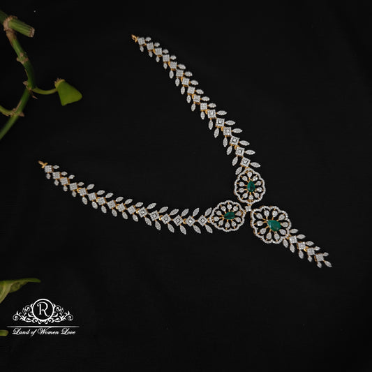 92.5 silver simple and Cute diamond finishing necklace -RCDS031