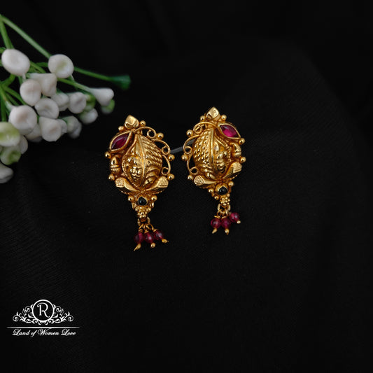 92.5 SILVER GOLD MODEL EARRINGS-RCM1391