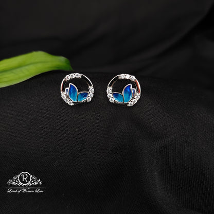 92.5 SILVER BLUE COLOUR BUTTERFLY EARRINGS-RCG328-1