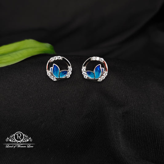 92.5 SILVER BLUE COLOUR BUTTERFLY EARRINGS-RCG328-1