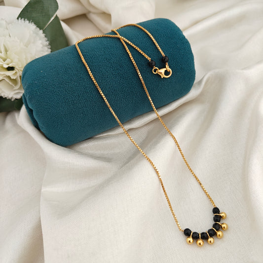 92.5-silver with gold polish black beads chain-RCH1333