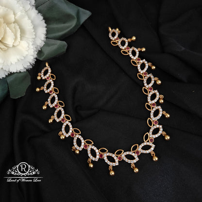 Silver White Stones Necklace-K52