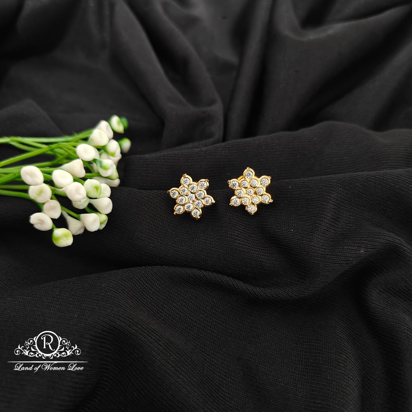 92.5  Silver white stones earrings -RCM1603