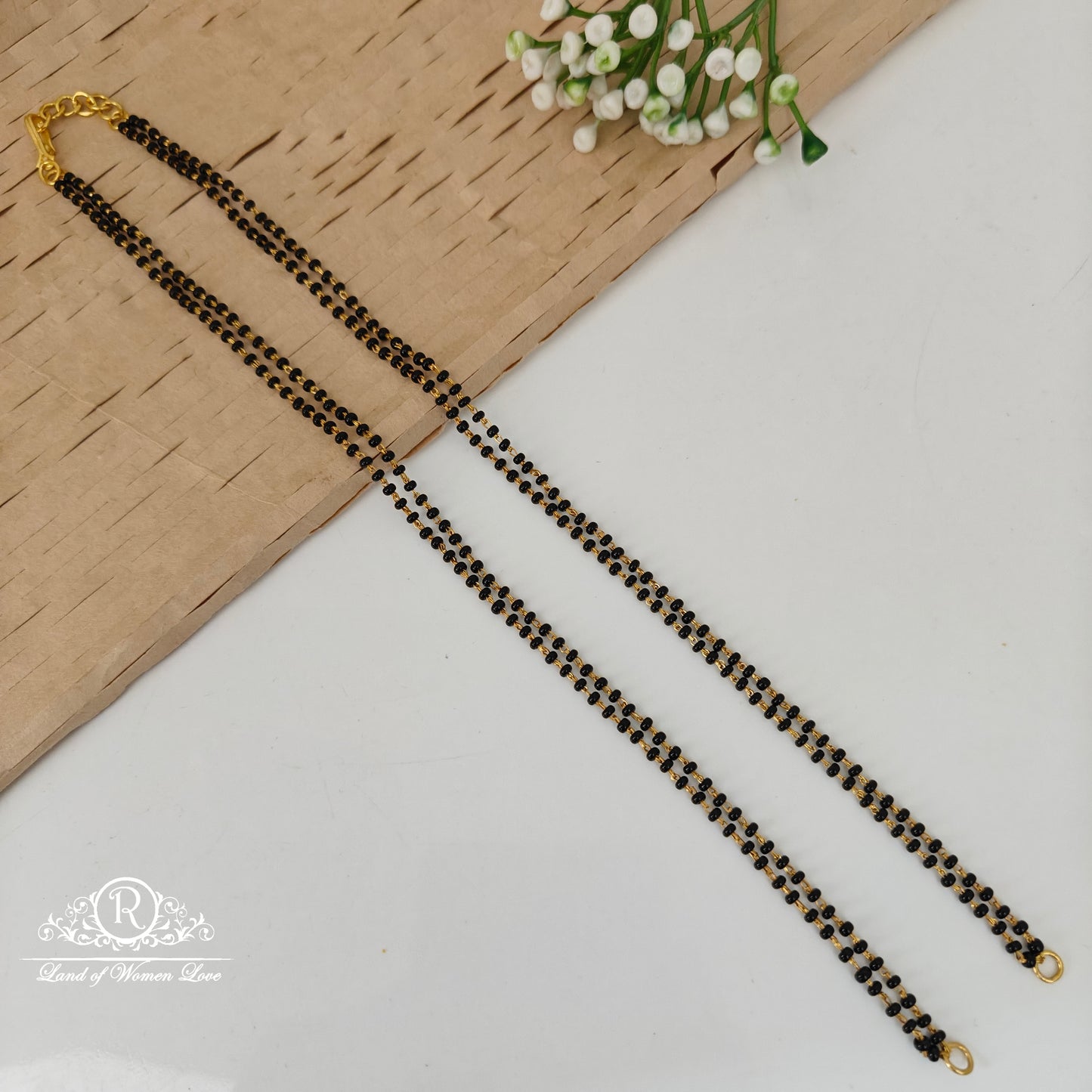 92.5 silver simple and Cute black beads 18"-RCVH24