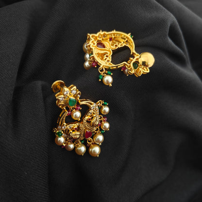 92.5 silver pachi work peacock design chandbali earrings -RCMB061