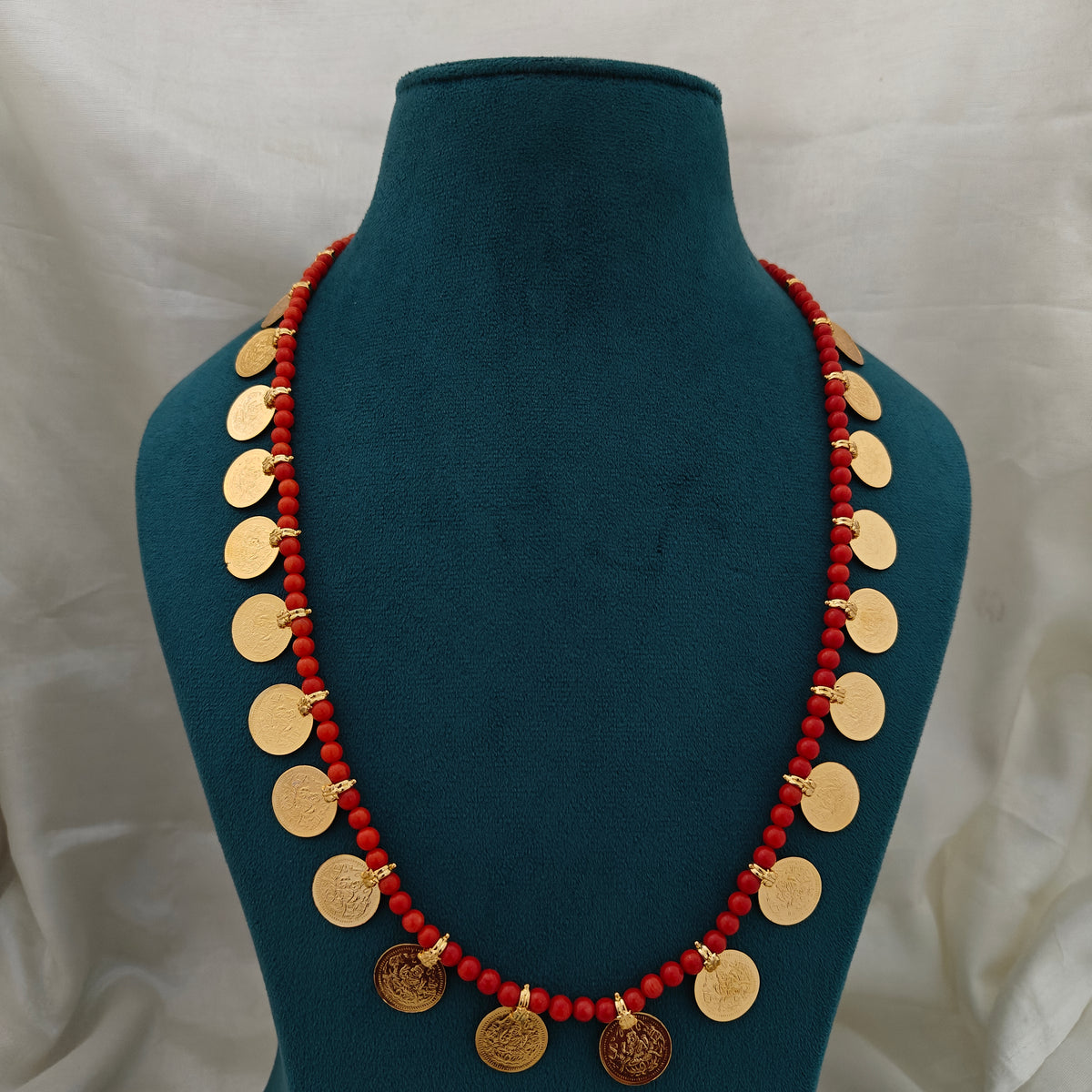 92.5-silver with gold polish Coral Kasu Mala-RCH1340