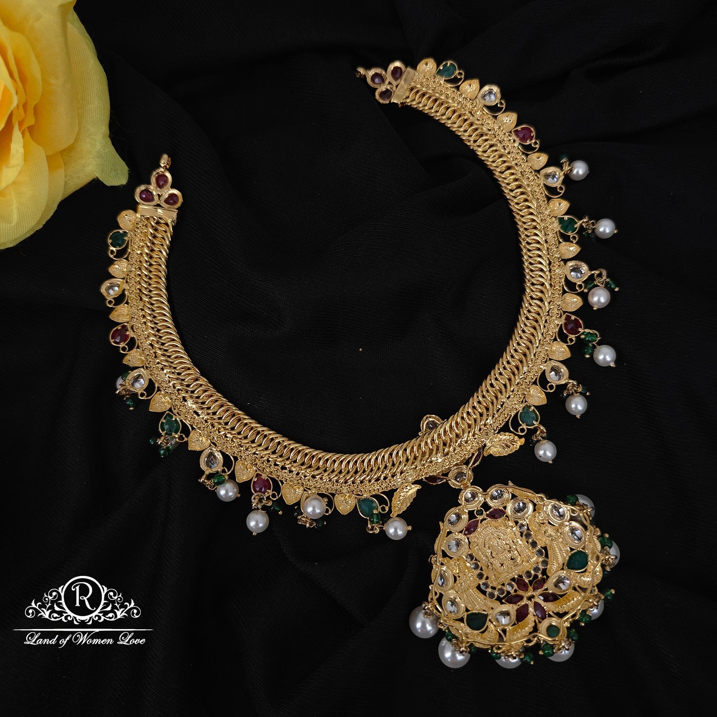 92.5 SILVER LAKSHMI DEVI JALEBI NECKLACE-RCMB007
