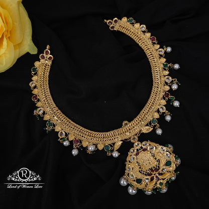 92.5 SILVER LAKSHMI DEVI JALEBI NECKLACE-RCMB007