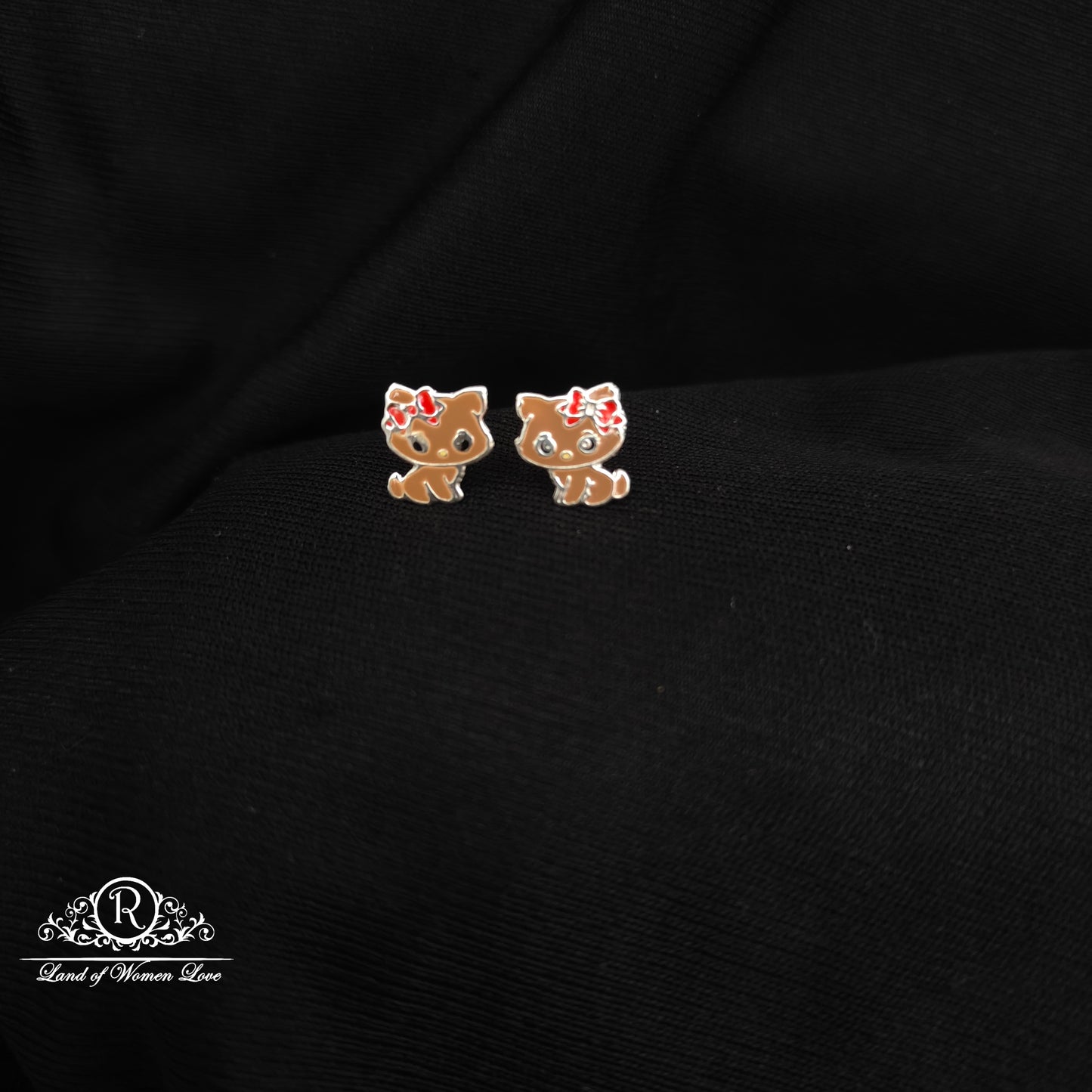 92.5 Silver Cat  Kids Earrings-RCHS58
