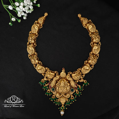 92.5 silver simple and Cute nakshi necklace with Lakshmi Devi Design -RCJR1006