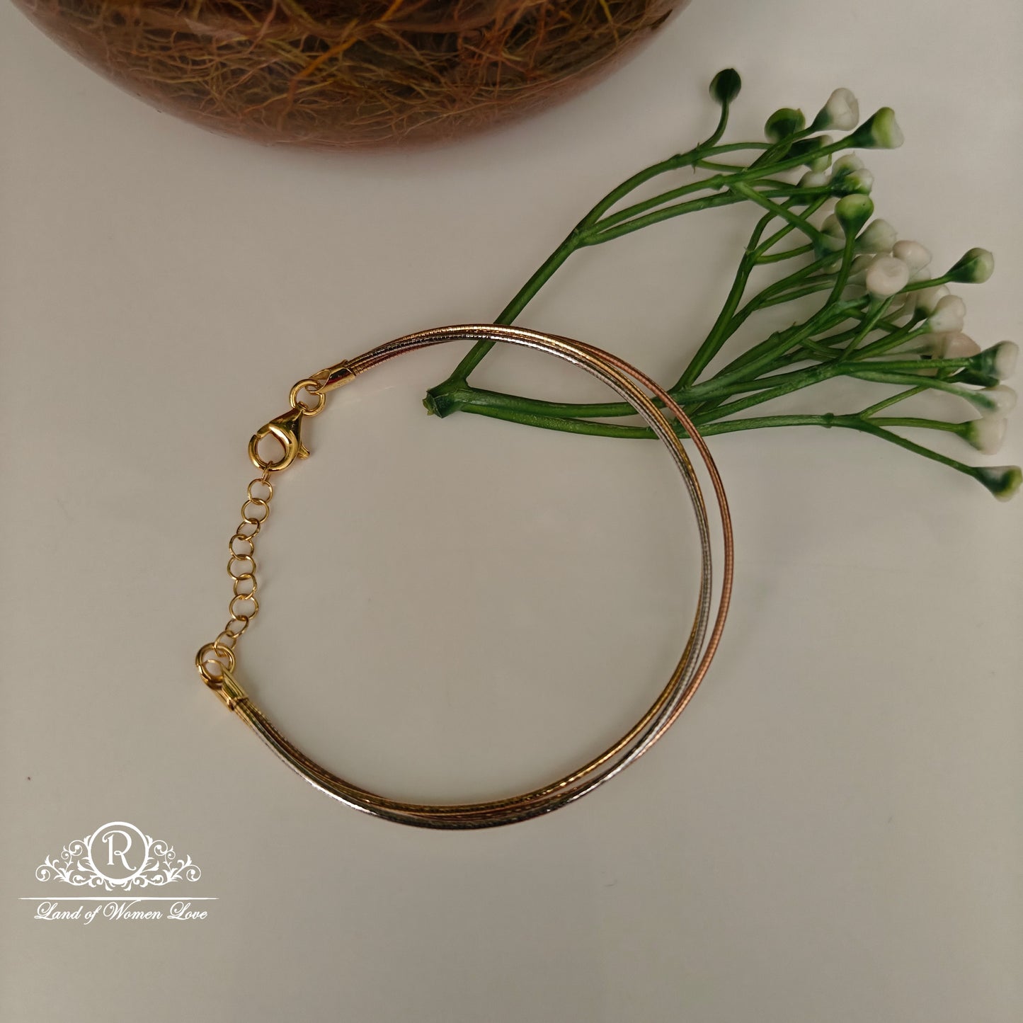 92.5 SILVER THREE TONE BRACELET -RCG346