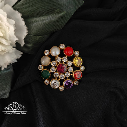 92.5-SILVER NAVARATNA PENDANT -RCM1530