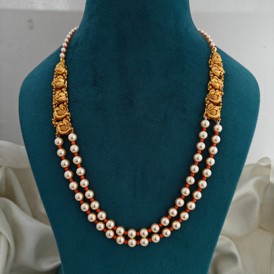 92.5-silver-with-gold-polish-pearl with sided peacock pendant haram-RCH1354