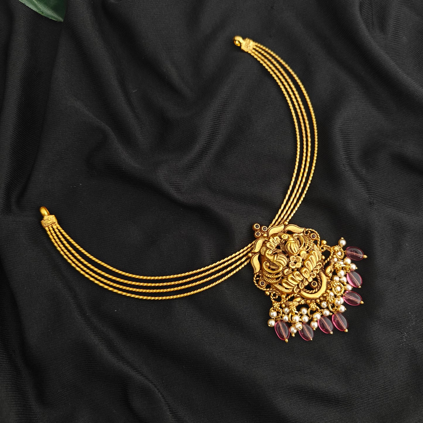 92.5 Silver plain kante with Peacock design pendent -RCM1635