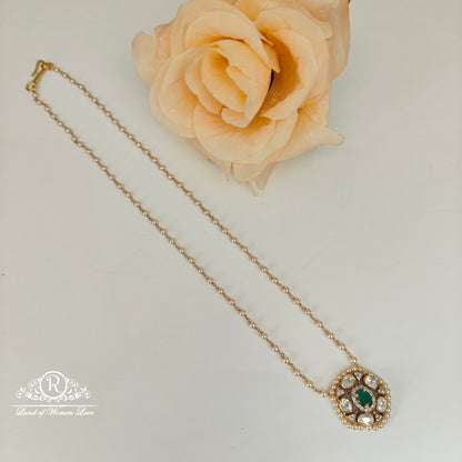 92.5 Silver Mossinate Pendant with Pearl Chain -RCH1207