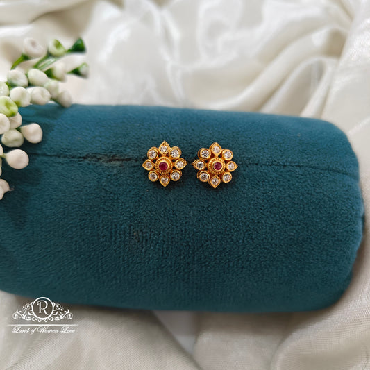 92.5 Silver  flower design Earrings -RCR176
