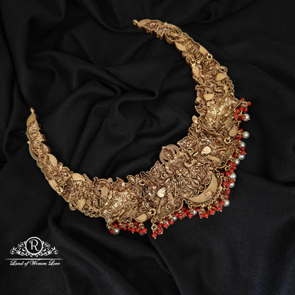 92.5-SILVER 3DDESGIN  LAKSHMI DEVI NECKLACE-RCAZ04