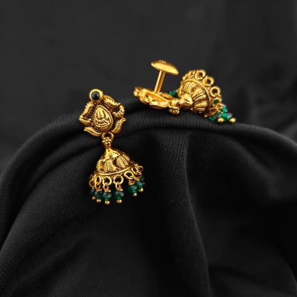 92.5 Silver With Gold Polish  Lakshmi Devi Jumkas -RCV422
