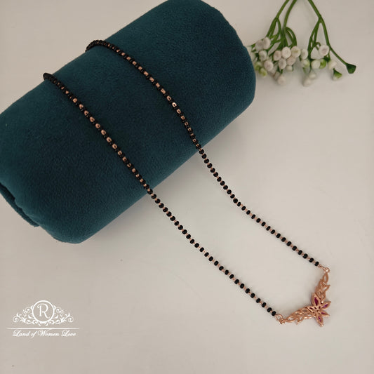 92.5 SILVER ROSE GOLD POLISH BLACK BEADS CHAIN-RCRB46