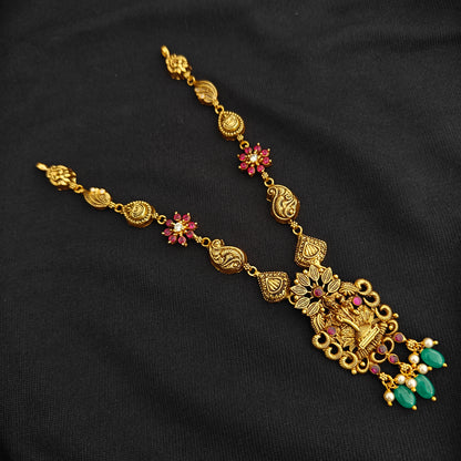 92-5-silver-with-gold-polish -Lakshmi devi necklace-RCV377
