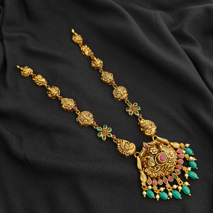 92.5 silver Nakshi  Necklace-RCV374