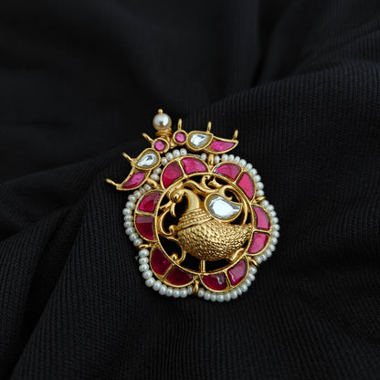 92.5 silver Kundan side locket with peacock design -RCAA13