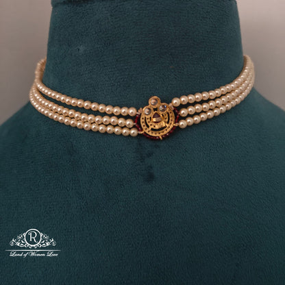 92.5 Silver pearl chocker -RCH1062
