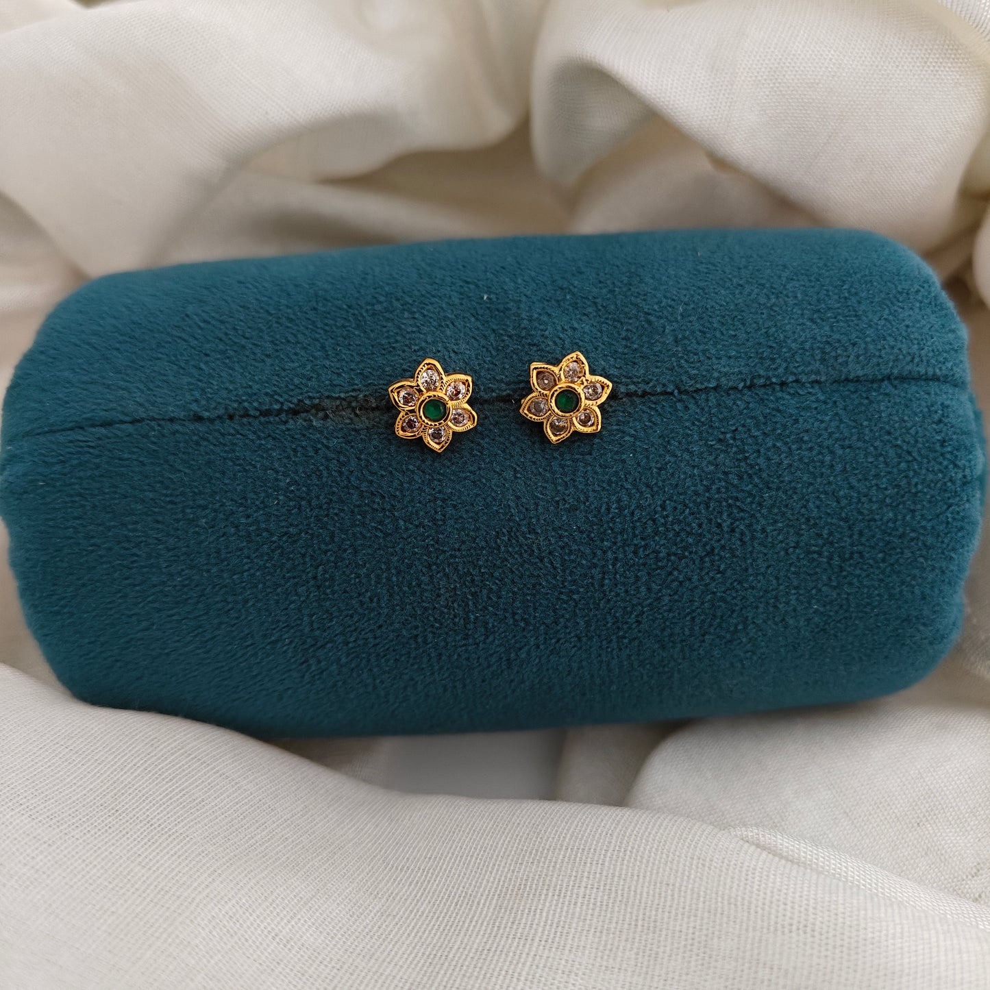 92.5 Silver With Gold Polish Earrings-RCV392