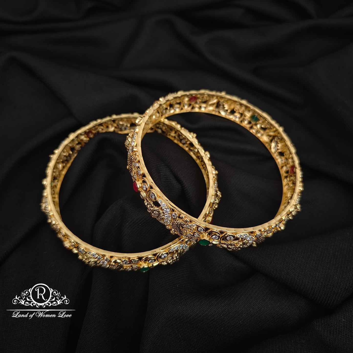 92.5 SILVERLAKSHMI DEVI WITH  PEACOCK DESGIN BANGLES-RCHD105