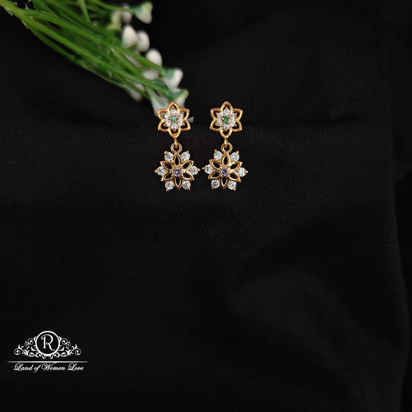 92.5 SILVER STONE EARRINGS-RCHD079