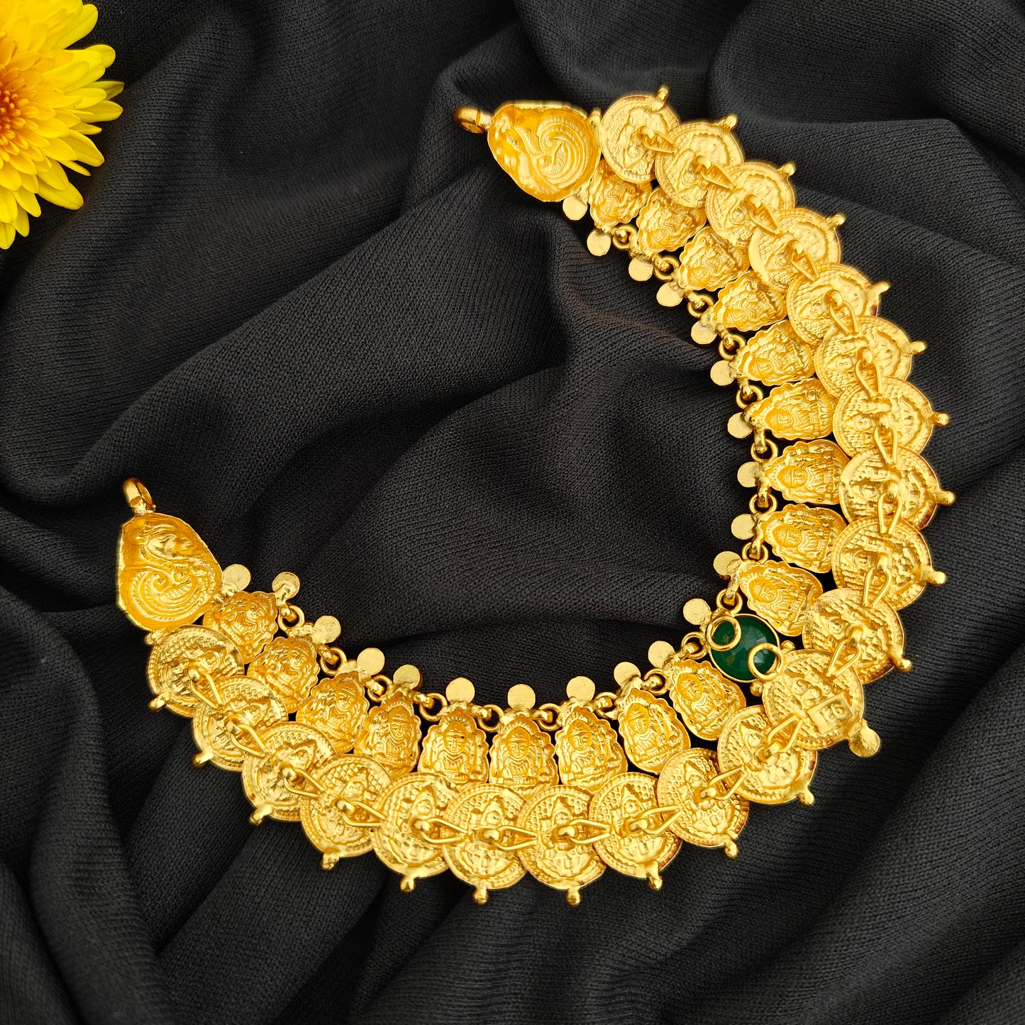 92.5 Silver  lakshmi devi  Kasu Necklace design-RCV315
