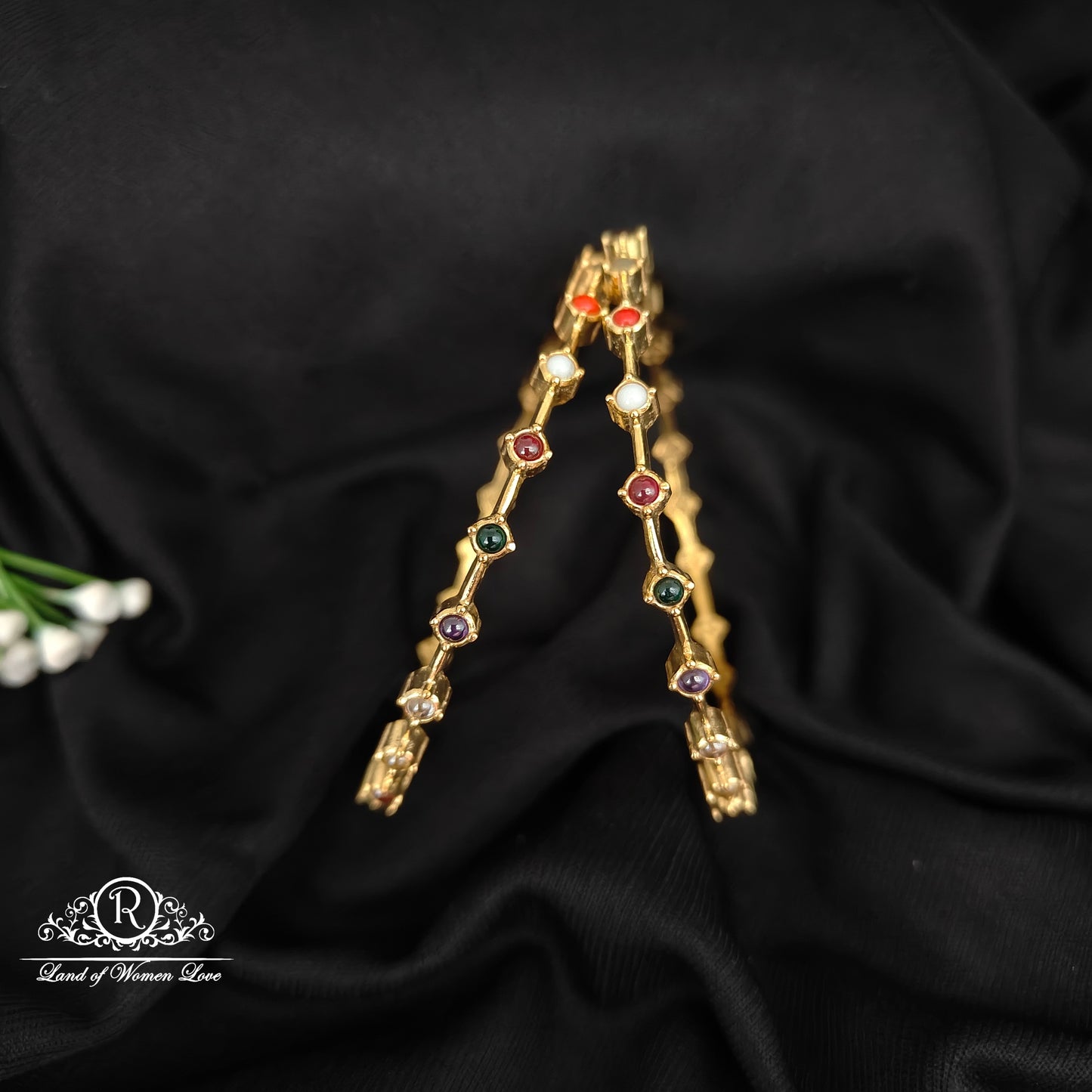 92.5 SILVER GOLD POLISH PEARL BRACELET-RCH1087